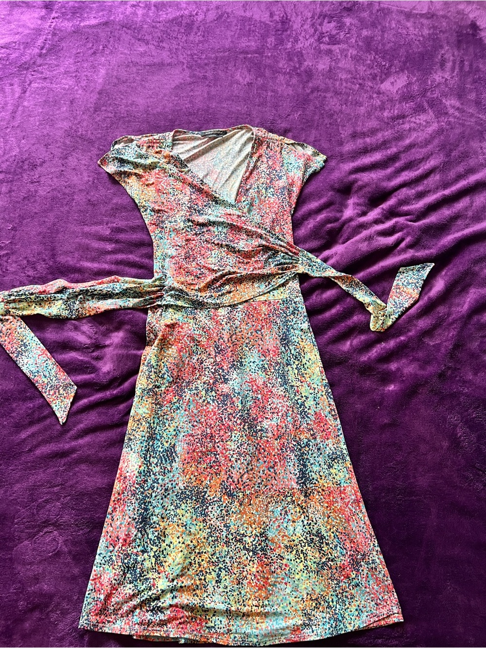 BCBG Max Azria Multicolor Wrap-Style Women's Dress - Vibrant Print Size S